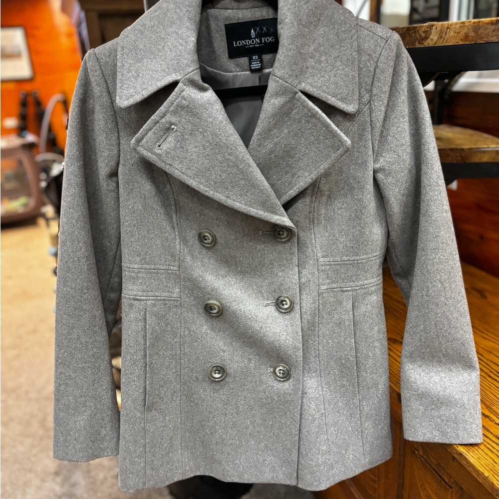 London Fog Women's Classic Gray Peacoat